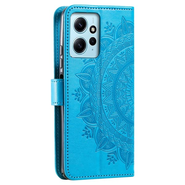 Flip-etui til Xiaomi Redmi Note 12 4G, Mandala, blå