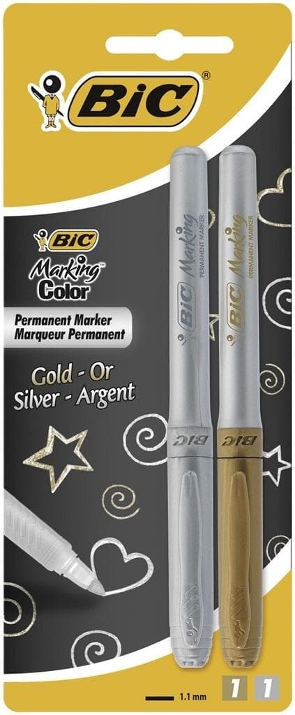 BIC Permanent tuschpenna med guld- och silverfärg