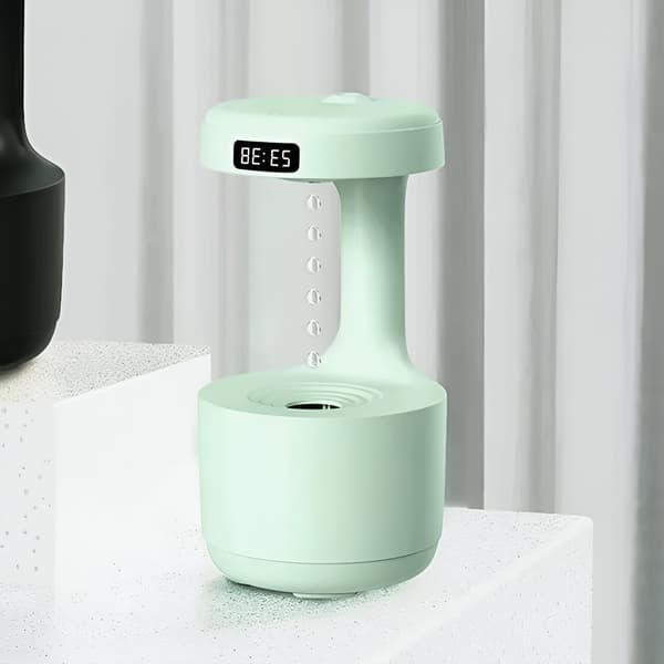 Antigravity-ilmankostutin LED-yövalolla ja kellolla 600ml vihreä
