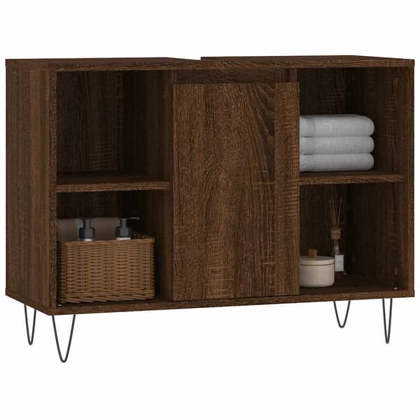 vidaXL badeværelsesskab brunt egetræ 80x33x60 cm