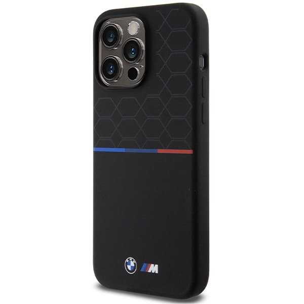 BMW M Silikone Mønster MagSafe Etui til iPhone 15 Pro Max, Sort