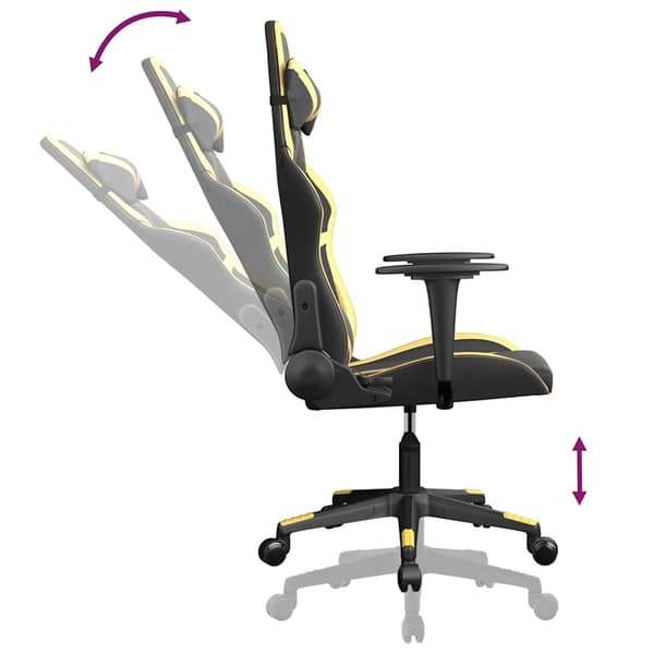 vidaXL massage-gamingstol, sort og guld, kunstlæder
