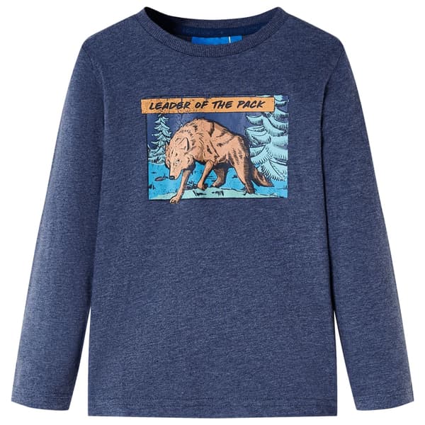 Børne langærmet T-shirt, mørkeblå, 128