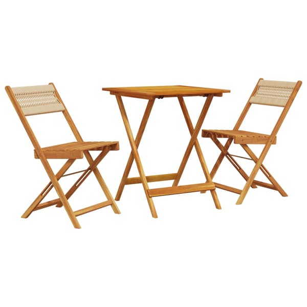 vidaXL 3-delat bistroset, beige polypropen och trä
