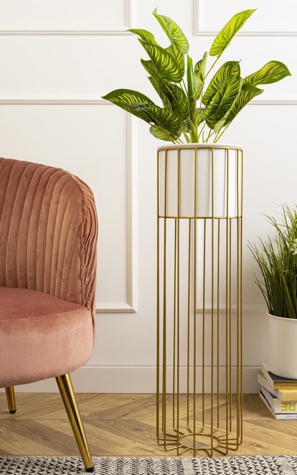Moderne blomsterstander 70 guld hvid LOFT