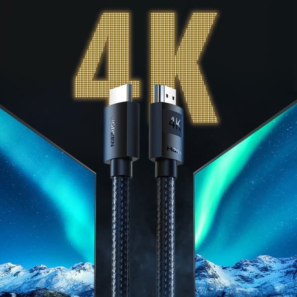 HDMI 2.0 4K lyd- og videokabel, holdbart, flettet, 1 m, sort