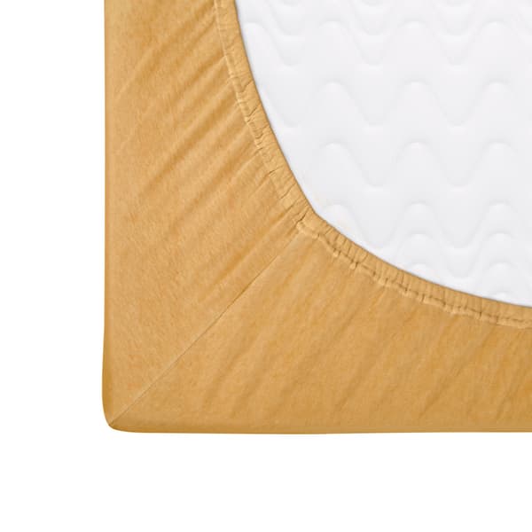 Dra-på-lakan 160x200 elastiskt JERSEY 100% BOMULL senapsgrå