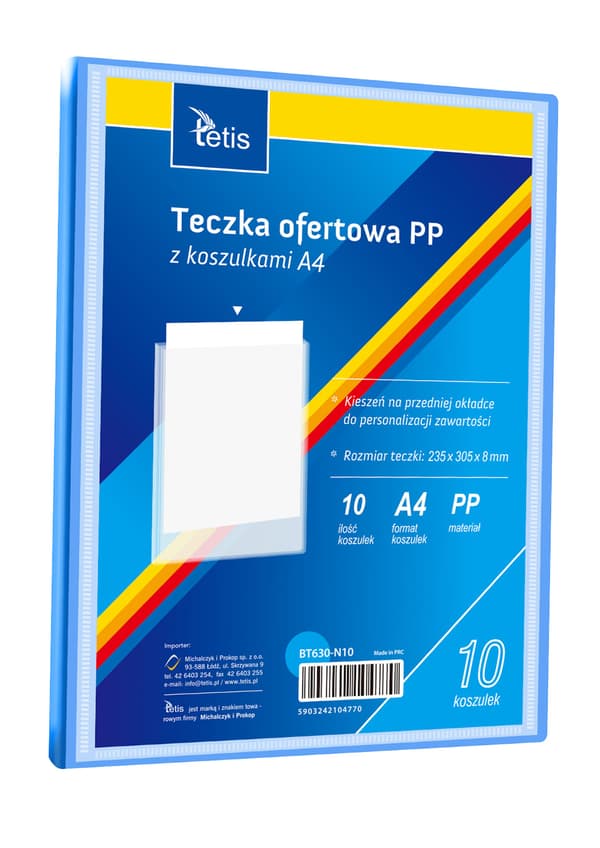 PP-presentationsmapp, 10 fickor, A4, blå