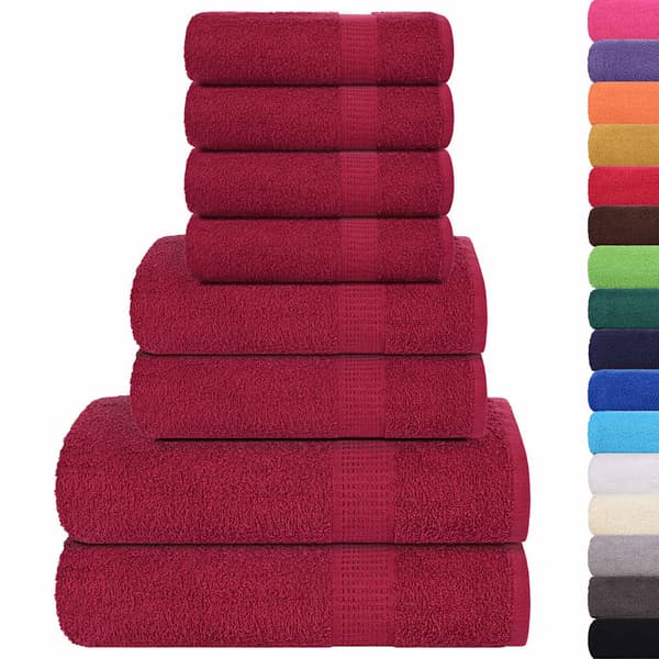 vidaXL 8-delat handduksset, vinröd, 360 g/m², 100 % bomull