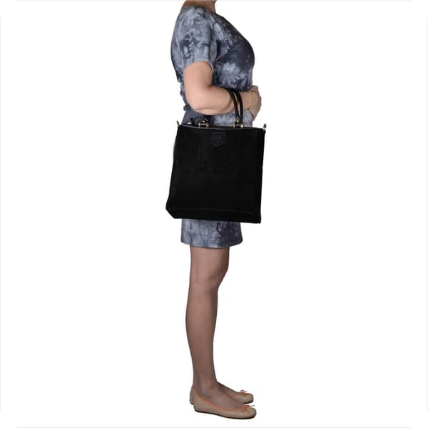 Elegant svart koffertväska i mockaläder