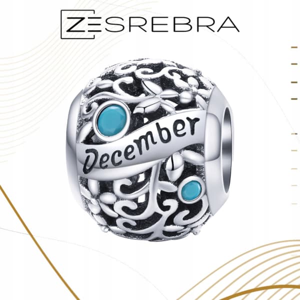 Berlocker månader december pärlor silver 925 pärla blå stenar