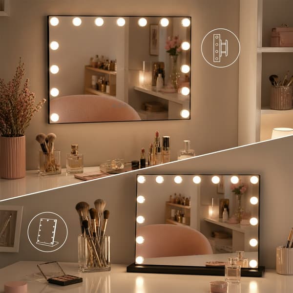 Hollywood Kosmetisk Makeup Spejl 58x48 LED Sort