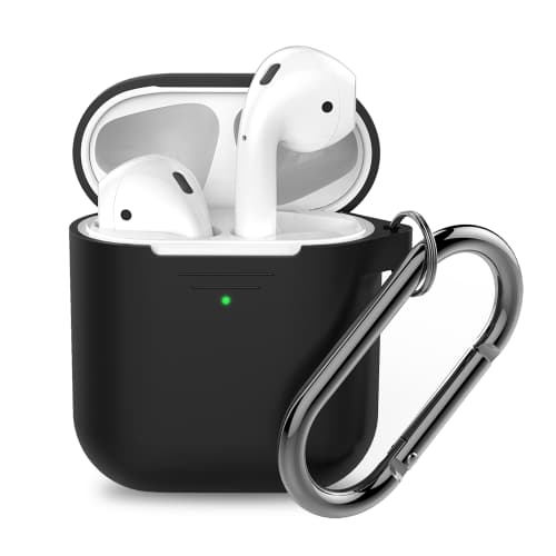 KeyBudz Elevate Nøglering - Silikone Beskyttende Etui til AirPods 1/2 (Sort)