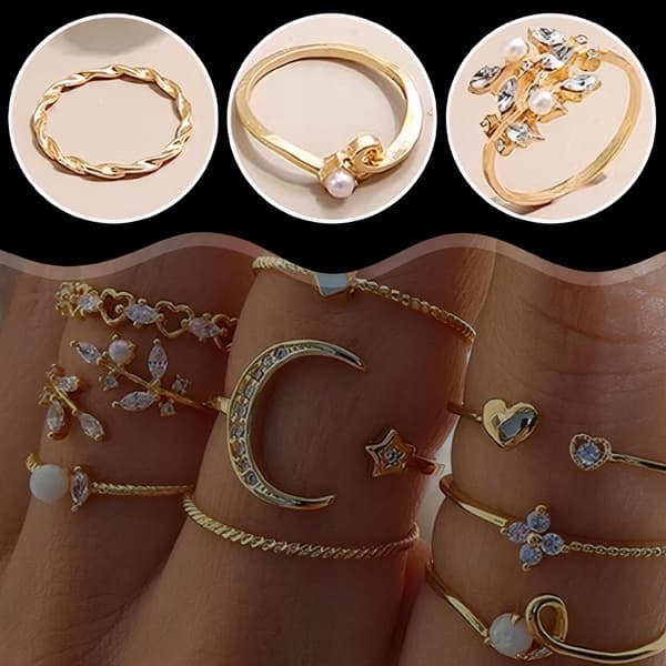 guldring sæt af guldringe moderigtige boho ringe
