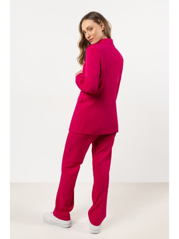 Elegante bukser med lige ben og folder - fuchsia M