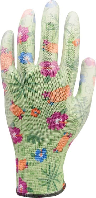 Trädgårdshandskar blommor - grön 74135 FLO