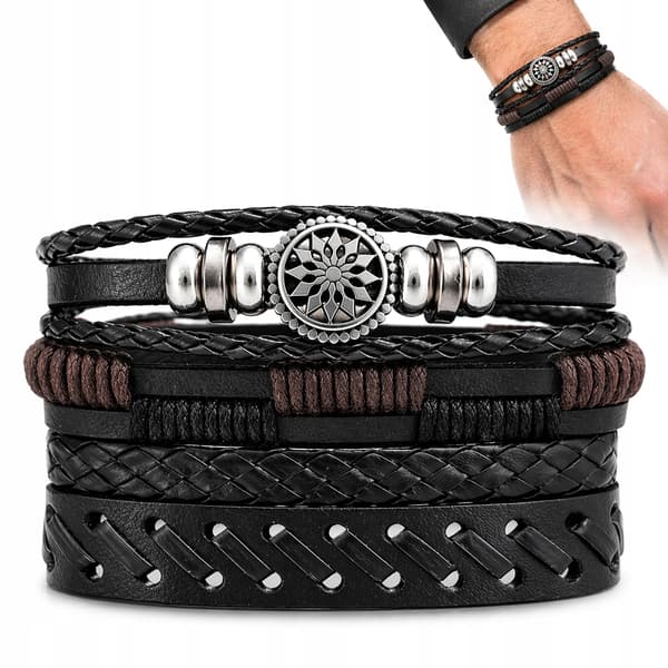 HERRLÄDERARMBAND I TITANIUM JUSTERBART 19-23CM GÅVA