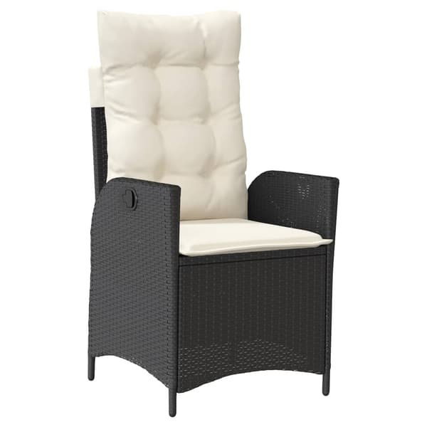 vidaXL havestol med hynder, sort polyrattan