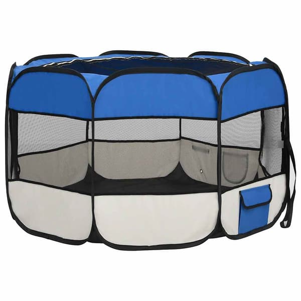 vidaXL foldbart hundebur med bærepose blå 110x110x58 cm