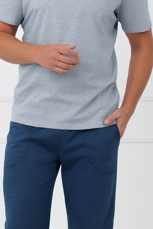 Miesten pyjamat, lyhythihaiset, pitkät housut, Devon XL