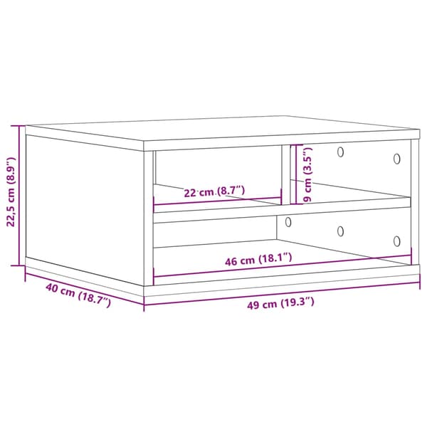 vidaXL printerstativ røget eg 49x40x22,5 cm