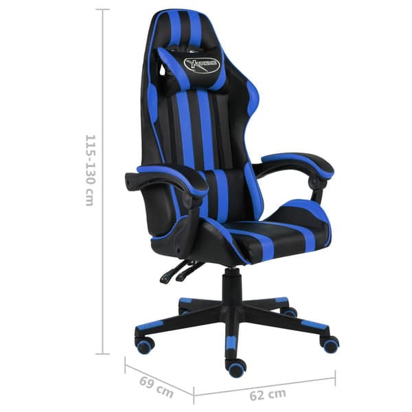 vidaXL Gamingstol, svart och blå, konstläder