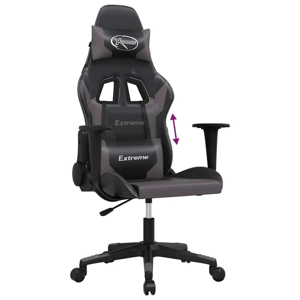 vidaXL gamingstol, sort og grå, kunstlæder