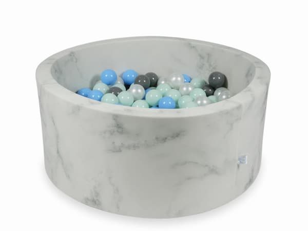 Tør pool 90x40 marmor med 300 bolde: lys mint, lyseblå, grå, perlemor
