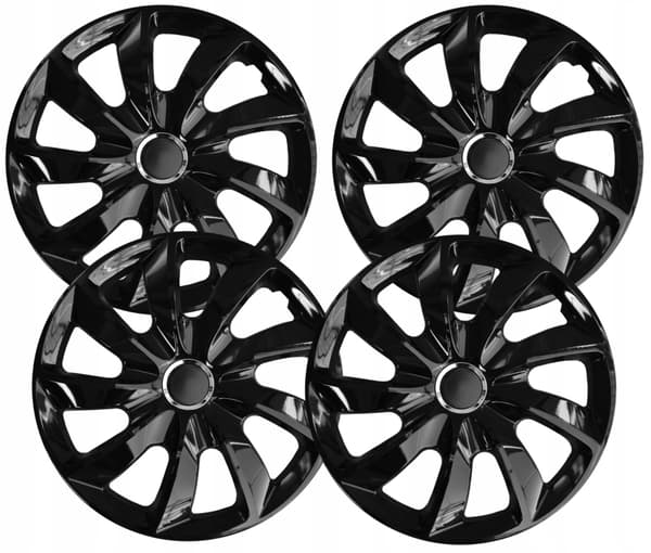 NRM Stig sorte navkapsler, 4 stk., højglans, størrelse 17”, universal + ring