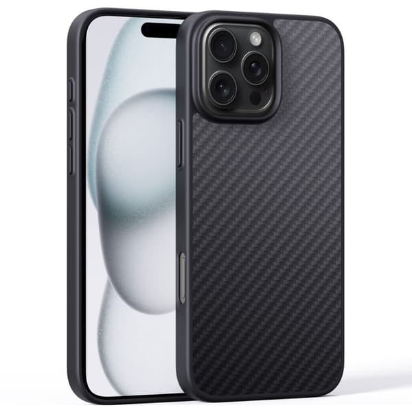 iPhone 16 Pro cover, aramidfibercover, sort