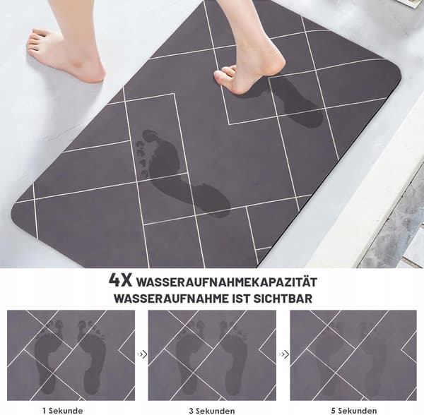 Badeværelsestæppe, skridsikkert, absorberende, vaskbart måtte, 50x80 cm