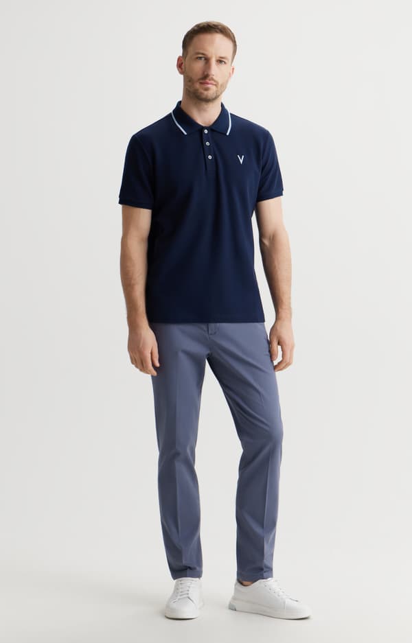 Ensfarvet polo XL