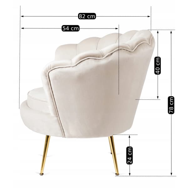 ANGEL Cream Shell Sammet Modern Lounge Fåtölj för Vardagsrummet