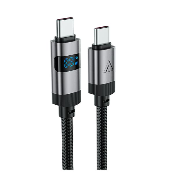 USB-C - USB-C kabel med display 480Mb/s 66W 1,2m - sort