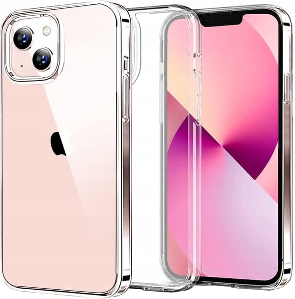 iPhone 13 Mini KLART ETUI MED GUMMIBAGSIDEN + GLASBESKYTTELSE