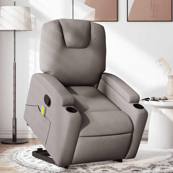 vidaXL massagestol med løftefunktion, taupe, stof