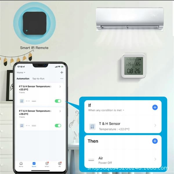 TEMPERATUR- OCH FUKTIGHETSSENSOR 24 TIMMARS WIFI LCD-KLOCKA