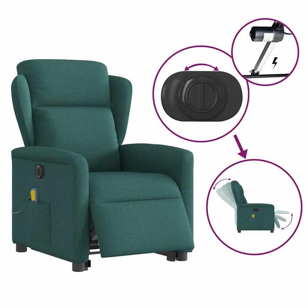 vidaXL Elektrisk lyftande massagefåtölj grön