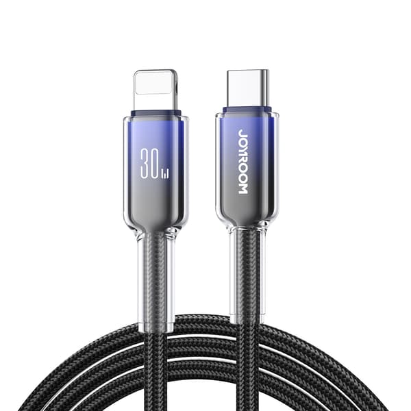 Crystal-Clear Series 30W USB-C til iPhone Lightning-kabel 1,2m - Sort