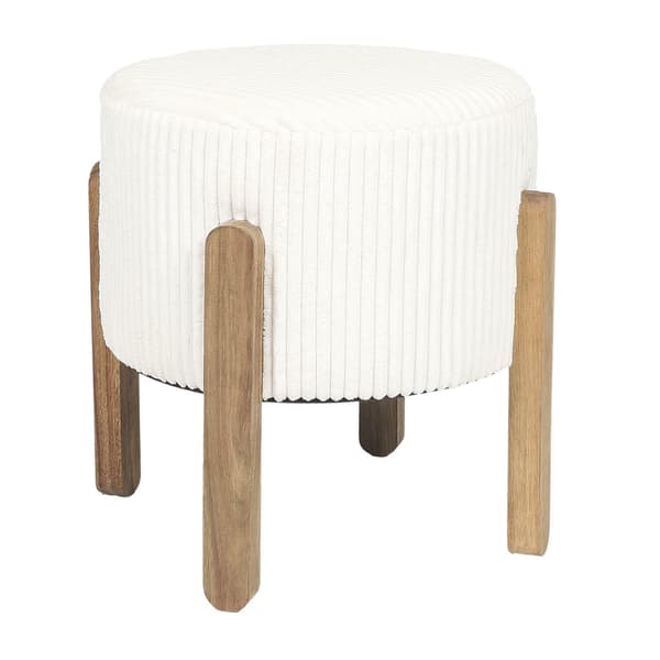 Modern krämfärgad klädd puff