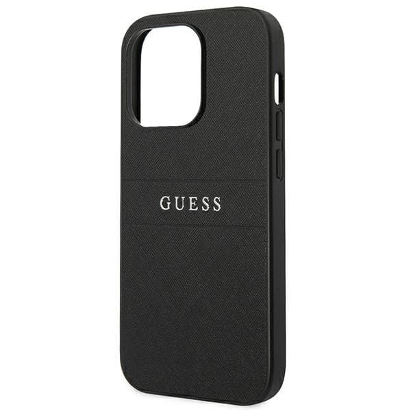 Guess Saffiano -ranneke iPhone 14 Prolle, musta