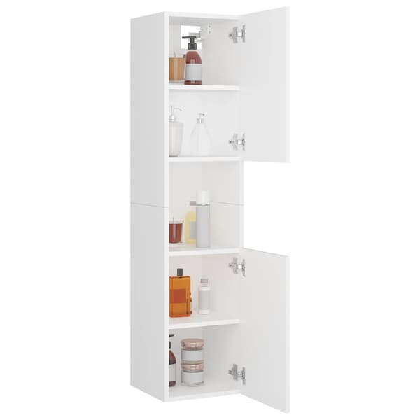 vidaXL badeværelsesskab hvid 30x30x130 cm spånplade