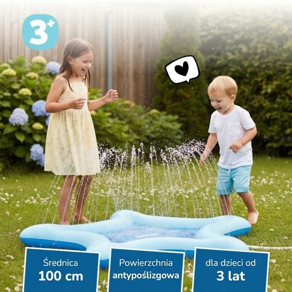Barnspridningsmatta STAR poolfontän vattenridå Ø100cm