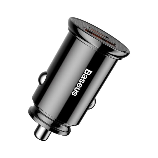 Smart biloplader med USB- og USB-C QC PD-porte, sort