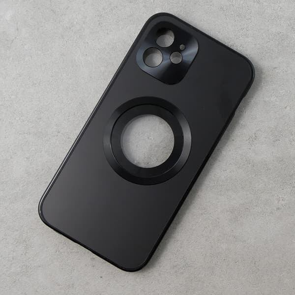 iPhone 12-cover, dobbelt glas, Magsafe, sort