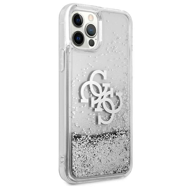 Guess 4G Big Liquid Glitter cover til iPhone 12 Pro Max, sølv/sølv
