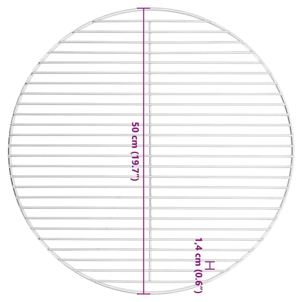 vidaXL grillrist rund Ø50 cm 304 rustfrit stål