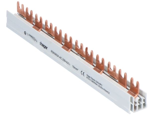 Gaffelformad kamkopplingsskena 3F 63A 10mm2 12 Modulär HAGER