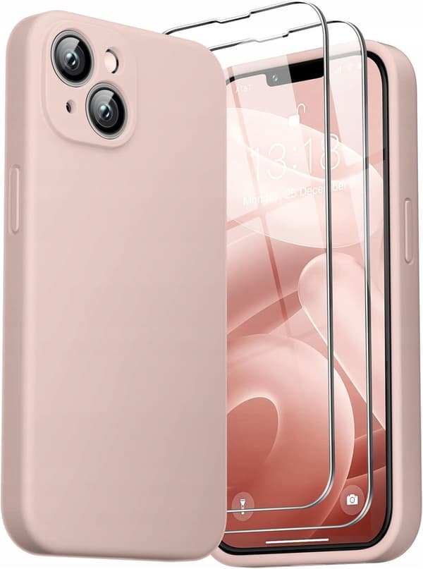 iPhone 14 Plus 6,7" silikonskal + 2 härdade glas 3-i-1