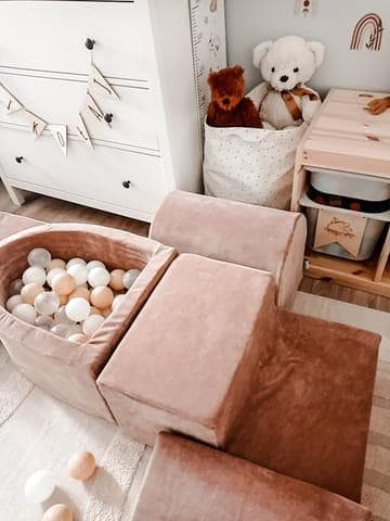 Tør pool 130x40 fløjlsblød mørk beige uden bolde